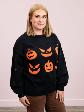 Halloween Pumpkin Sweater | Black & Orange