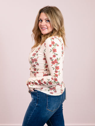 *NEW* Secret Garden Rib Long Sleeve Top | Light Taupe