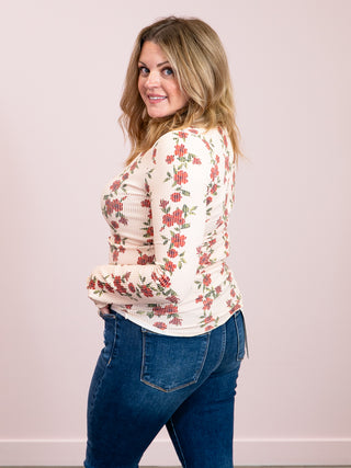 *NEW* Secret Garden Rib Long Sleeve Top | Light Taupe