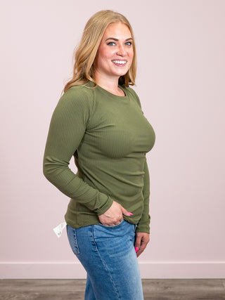 *NEW* Reese Ribbed Long Sleeve | Olive