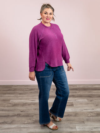 Kutcher Oversized Henley Sweater | Light Plum