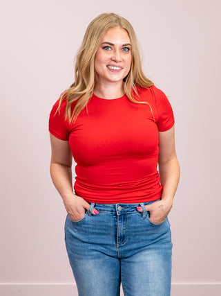 *NEW* Second Skin | Roxi Short Sleeve Top | Red