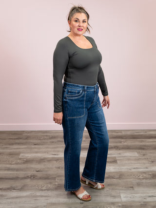 *NEW* Second Skin | Mariana Long Sleeve Scoop Top | Dark Charcoal