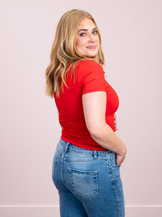 *NEW* Second Skin | Roxi Short Sleeve Top | Red