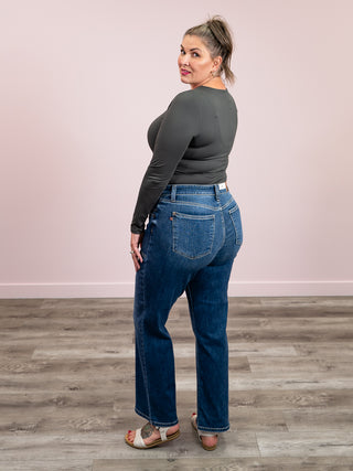 *NEW* Second Skin | Mariana Long Sleeve Scoop Top | Dark Charcoal