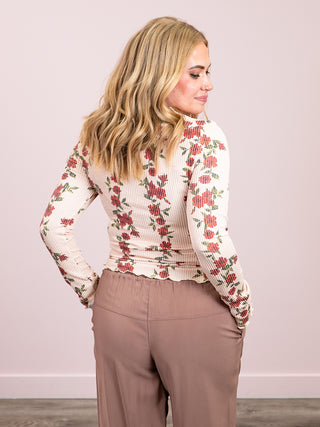 *NEW* Secret Garden Rib Long Sleeve Top | Light Taupe