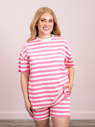 *NEW* Ampersand | Waffle Boyfriend Tee | Bubblegum Stripe