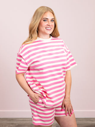 *NEW* Ampersand | Waffle Boyfriend Tee | Bubblegum Stripe