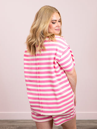 *NEW* Ampersand | Waffle Boyfriend Tee | Bubblegum Stripe