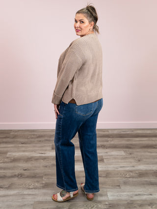 DEX | Well Played Cuffed Textured Cardigan | Warm Taupe