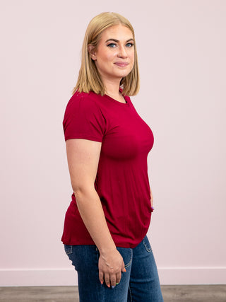 *NEW* Joy Flowy Round Neck Tee | Cabernet