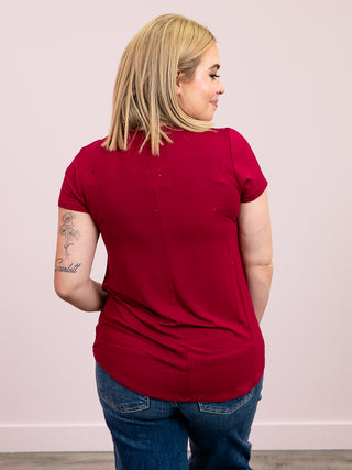*NEW* Joy Flowy Round Neck Tee | Cabernet