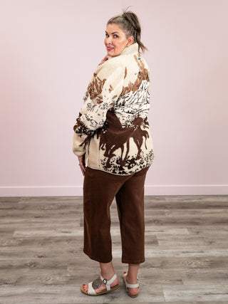 Kuwalla Tee | Printed Sherpa Fleece Jacket | Desert Stallion