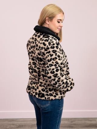 RD Style | Joline Sherpa Jacket | Black Animal Print