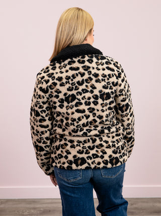 RD Style | Joline Sherpa Jacket | Black Animal Print