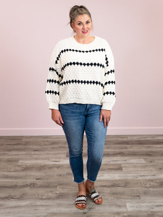 Edna Striped Sweater | Ivory & Black
