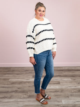 Edna Striped Sweater | Ivory & Black