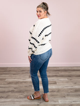 Edna Striped Sweater | Ivory & Black