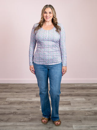 *NEW* Sable Henley Long Sleeve Top | Blue