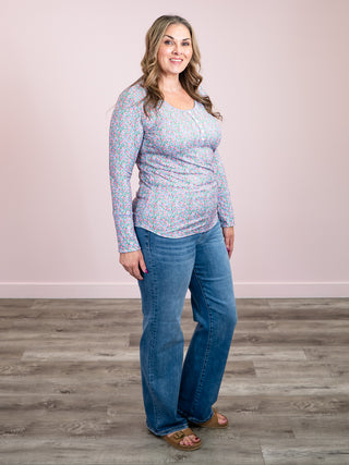 *NEW* Sable Henley Long Sleeve Top | Blue