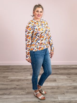 Blair Long Sleeve Top | Autumn Purple Abstract