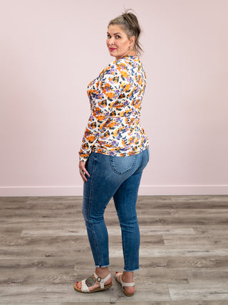 Blair Long Sleeve Top | Autumn Purple Abstract