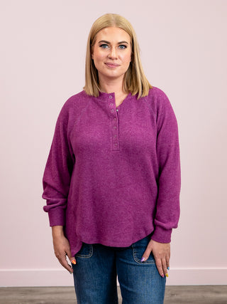 Kutcher Oversized Henley Sweater | Light Plum
