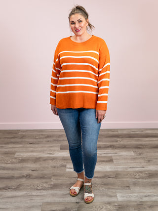 Elaine Striped Sweater | Rust