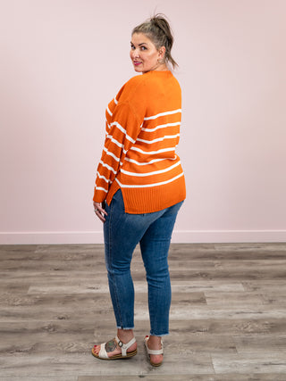 Elaine Striped Sweater | Rust