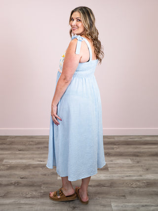 *NEW* Rosalie Bow Midi Dress | Light Blue