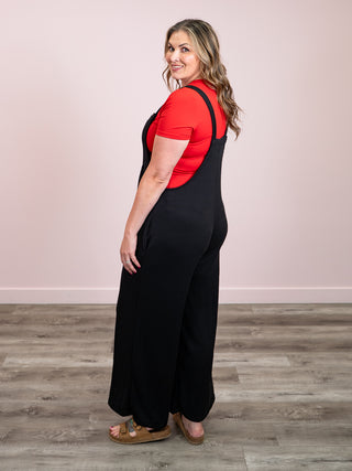 *NEW* Stay Awhile Wide Leg Overalls | Black