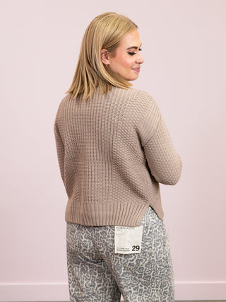 DEX | Well Played Cuffed Textured Cardigan | Warm Taupe