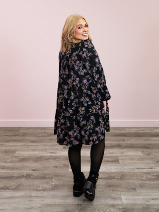 *WAREHOUSE FIND* Makayla Floral Tiered Dress | Black (2X, 3X)