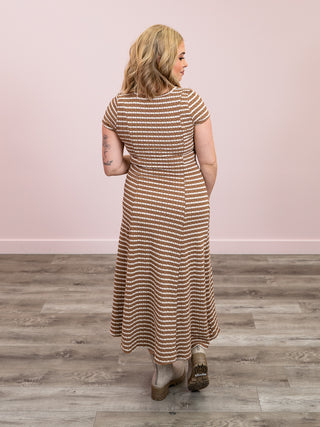 Seaside Striped Maxi Dress | Mocha & White