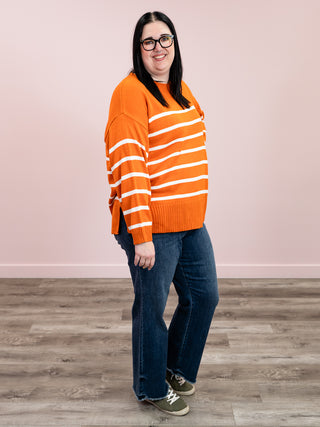 Elaine Striped Sweater | Rust