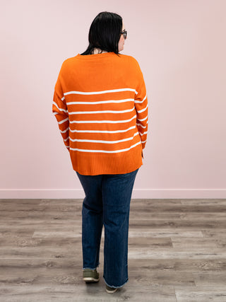 Elaine Striped Sweater | Rust