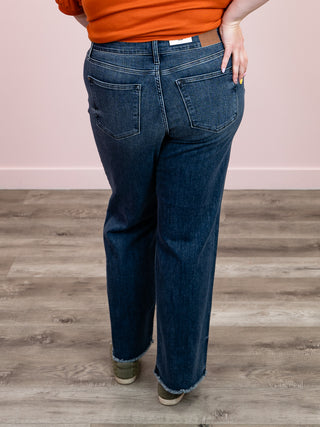 Judy Blue | Tinted Dark Mid Rise Wide Leg | Ayden