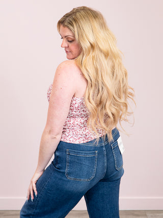 *NEW* Solitaire Floral Tank Top | Ivory & Raspberry Pink