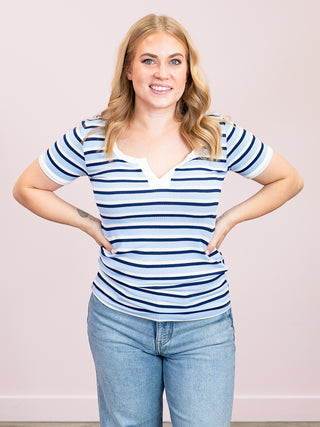 *NEW* Verona Ribbed Short Sleeve | Blue