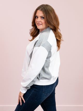 Brianna Colourblock Sweatshirt | White & Heather Gray