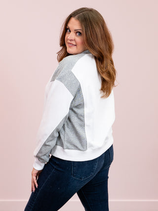 Brianna Colourblock Sweatshirt | White & Heather Gray