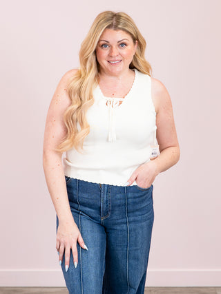 *NEW* DEX | Darlene Scalloped Tank | Cream