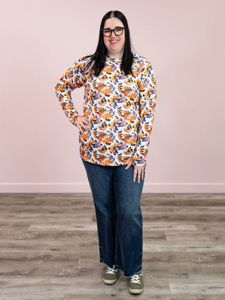 Blair Long Sleeve Top | Autumn Purple Abstract