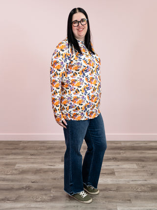 Blair Long Sleeve Top | Autumn Purple Abstract