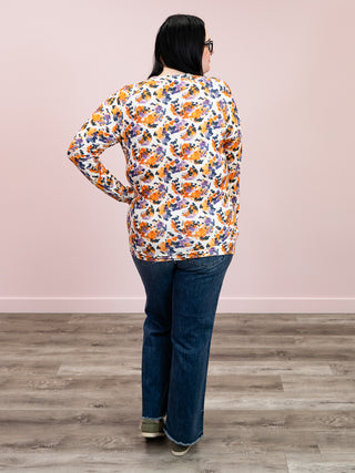 Blair Long Sleeve Top | Autumn Purple Abstract