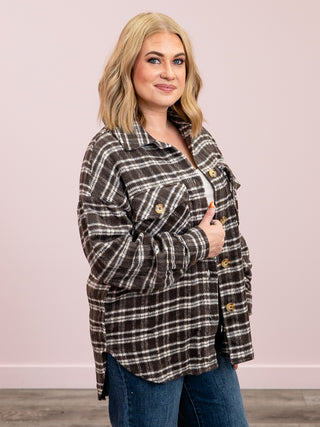 Jori Plaid Shacket | Brown