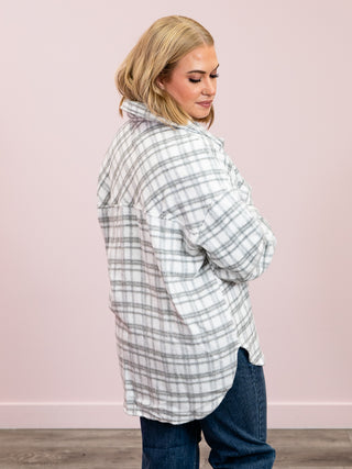 Jori Plaid Shacket | Heather Grey