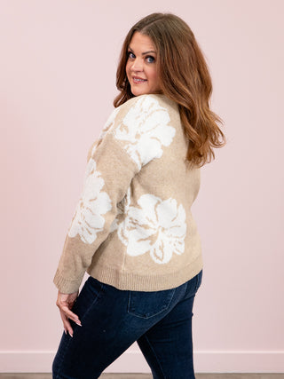 Lindsey Floral Knit Sweater | Mocha