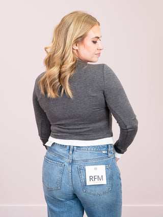 *NEW* Room 34 | Lily Layered Long Sleeve | Heathered Charcoal