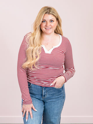 *NEW* Vivianna Long Sleeve Top | Burgundy